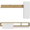AVANTI TRENDSTORE Argo - Parete da soggiorno moderna e semplice in legno laminato di colore quercia artigianale e bianco opaco, composto da 3 mobilii. Dimensioni LAP 225x206x44,8 cm.