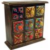 GURU SHOP Guru-Shop Armadio per Farmacia con Cassetti in Ceramica Colorata - 3x3 Scomparti, Marrone, 24x24x9 cm, Lattine, Scatole Cofanetti