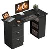 HOMCOM Scrivania con 3 Cassetti e 3 Ripiani 120x49x72 cm Nero e Aregento | Scrivania Salvaspazio, Piano Ampia in Legno, Tavolo da Lavoro per Cameretta Studio Ufficio