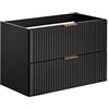 PIASKI Mobile per lavabo ADEL Black 80 cm, con piano di lavoro o lavabo incassato, nero, per bagno (solo mobile)