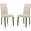 Liberoshopping Sedia soggiorno sala da pranzo in ecopelle imbottita con gambe verniciate DENVER SET DA 2 PEZZI (Beige gamba Noce)