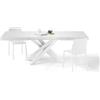 Mobili Fiver, Tavolo Allungabile Emma 140(220) x90 cm, Bianco Frassino con Gambe Incrociate Bianche, per 6-10 persone, Tavolo Cucina, Soggiorno, Made in Italy