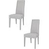 t m c s Tommychairs - Set 2 sedie Chiara per cucina bar e sala da pranzo, robusta struttura in legno di faggio verniciata grigio perla, seduta e schienale imbottiti e rivestiti in tessuto color grigio perla