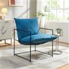 [en.casa] Poltrona Moderna con Cuscino Imbottito e Telaio in Metallo Sedia Relax per Soggiorno Salotto Camera da Letto 90 x 61 x 70 cm Nero/Blu