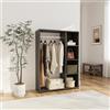[en.casa] Armadietto Aperto per Guardaroba 126x90x30 cm Antracite | Mobile Basso Organizzatore con Scomparti e Barra Asta Porta Abiti Stand Vano Appendiabiti Camera da Letto Ingresso