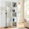 [en.casa] Scaffale da Terra Libreria in Acciaio con 5 Scomparti Aperti Mobile Espositore in Stile Industriale per Soggiorno Ufficio 185 x 38 x 38 cm - Bianco