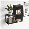 [en.casa] Set di 3 Mensole da Muro 28 x 28 x 20 cm con Pannello Posteriore e Laterale 3 Ripiani Modulari Componibili a Parete in Acciaio per Bagno Cucina Corridoio - Nero