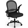 naspaluro Sedia Ufficio, Sedia Scrivania con Supporto Lombare, Poltrona Ufficio in Rete Traspirante, Sedia da Ufficio Ergonomica Braccioli e Altezza Regolabili, Nero