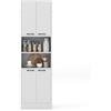 COSTWAY Credenza da Cucina, Mobile Buffet Alto con 2 Armadi a Doppia Porta e 2 Mensole Aperte, per Soggiorno, Cucina e Sala da Pranzo, 56 x 30 x 190 cm (Bianco)