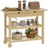 HOMCOM Carrello Cucina in Bambù con 2 Rotelle e 2 Gambe, Carrello Cucina Salvaspazio con 2 Ripiani a Doghe e 2 Cassetti, Carrellino Portaoggetti Multiuso per Soggiorno, 100x43x75 cm, Color Legno