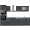 Vicco Cucina componibile R-Line, Calce nera, 300 cm PL Marmo, adatto per combinazioni ed espansioni personalizzate