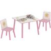 AIYAPLAY Set Tavolo per Bambini e 2 Sedie, Fantasia a Stelle, Rosa