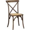Totò Piccinni Sedia in Legno Design Cross, seduta intreccio rattan (Grigio Scuro, 1)