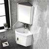 Generic Armadietto da Bagno ad Angolo con Specchio e Contenitore Mobile Bagno Sospeso con Lavabo, Rubinetto Caldo e Freddo, Design Ssalvaspazio per Piccoli Bagni(White,38cm)