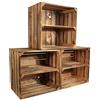 CHICCIE Wino set di 3 portabottiglie per vino in legno, fiammato, 1 cassetta