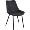 AKORD | Sedie da Pranzo in Velluto | Sedia Sala Tavolo | Sedia Imbottita Trapuntata con Gambe in Acciaio | Poltrona Soggiorno Camera da Letto | Moderna | Portata: 130 kg | Nero