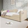 GYNGTLC Letto Imbottito Daybett Divano Letto con Contenitore, Base Letto con Funzione di Ricarica USB Type C e 2 Cassetti (senza materasso)