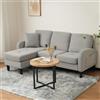 GYNGTLC Gambe in plastica, design modulare, ideale per soggiorno, appartamenti e uffici, divano ad angolo a L con chaise longue, divano a 3 posti, tessuto di lino di cotone traspirante (grigio+foam+3