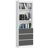 AKORD | Libreria per Ufficio CLP 60 cm | Mobile con 3 Cassetti 3 Ripiani | Porta Libri | Mobiletto Camera de Letto | Scaffale Soggiorno | Salvaspazio | Bianco/Grigio grafite