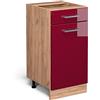 Vicco Mobiletto base per cucina R-Line, Rosso lucido, 40 cm senza piano di lavoro, per la libera combinazione all'interno di sistemi cucina modulari