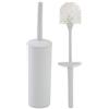 Inbagno Portascopino WC Tondo Moderno da appoggio, in Plastica, Completo di scopino ergonomico (Bianco)