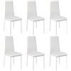 Supfine Set di 6 Sedie da Pranzo, Set di Sedie Sala da Pranzo per Cucina, Sedia da Pranzo con Schienale Alto in Ecopelle, Sedia Da Tavolo Da Pranzo Confortevole (48x42x97cm, Bianco, 6)