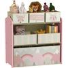 ZONEKIZ Scaffale Portagiochi per Bambini 6 Contenitori 63x30x66 cm Rosa