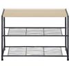 Rebecca Mobili Scaffale Portascarpe, Scarpiera Da Ingresso, Con 2 Ripiani, Metallo Truciolato, Nero Beige, Salvaspazio - Misure HxLxP: 43 x 63 x 30 cm - Art. RE6880