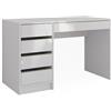 Vicco Scrivania Sherry, Bianco lucido, 55 x 120 cm con cassetti, adatto come postazione di lavoro per home office o studio