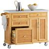 SoBuy Carrello Cucina con Ruote, piano inox & freni, 115x92x46cm | Isola Cucina con 4 cassetti, ripiani regolabili & portasciugamani, portata 100 kg, MDF/PB, cucina & sala da pranzo, FKW70-N