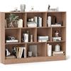 COSTWAY COSTWAT Libreria a 10 Cubi, Organizzatore di Stoccaggio a 3 Ripiani con 2 Kit Anti-Ribaltamento, Scaffale Multiuso in Legno per Soggiorno Camera da Letto Ufficio, 140x24x104 cm (Naturale)