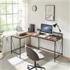 [en.casa] Scrivania Angolare Tavolo a L Tavolo da Ufficio Studio Postazione Lavoro PC Gaming con Piedini Regolabili Telaio in Acciaio 165x110x75 cm Effetto Noce