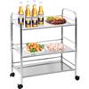 HUOLE Carrello Portaoggetti in Acciaio Cromato per Bagno Cucina Parrucchiere o Estetista 4 Ruote Girevoli, 3 Ripiani, Carrellino Multifunzione 3 livelli -61 * 36 * 75 cm-argento