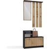 ARREDO DA CASA Mobile Ingresso Moderno con Specchio, 6 Ganci Regolabili, Scarpiera a Ribalta 8-9 Paia e 2 Vani - Nobilitato Bordi ABS - In Diversi Colori MIT1 (Rovere/antracite)