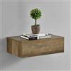 [en.casa] Mensola da Parete con Cassetto Integrato Comodino Sospeso Mobiletto Salvaspazio per Camera da Letto Ingresso Soggiorno 46x30x15 cm Design Minimalista - Effetto Legno