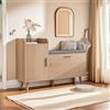 KEFSR Scarpiera a forma di tronco con scomparto con patta, 100 x 69,5 x 30 cm, indipendente con panca, organizer per ingresso e corridoio (colore legno)