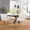 Soweiz Sedia da pranzo in velluto, 4 pezzi, beige | Lussuosa, quattro gambe di supporto in metallo dorato, con braccioli, piedini regolabili, supporto lombare
