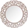 DiKasa Specchio Rotondo da Parete Ø60 cm con Cornice Bianca Stile Shabby Chic in MDF, Specchio Decorativo con Supporto Posteriore per Soggiorno, Ingresso e Camera da Letto