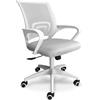 FRANKYSTAR Lara - Sedia da ufficio ergonomica ad altezza regolabile con ruote girevoli (Bianco e Grigio)