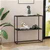 [en.casa] Tavolo a Consolle con 2 Piani Mobile Stretto da Ingresso Consolle in Acciaio Scaffale da Terra Espositore 80 x 80 x 26 cm - Nero opaco