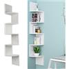 MINGYI Libreria Scaffale Angolare Mensola a 5 Ripiani, Mensole Angolare Legno, Scaffale Angolare a Parete Moderno, Libreria Angolare da Parete, per Camera da Letto Soggiorno, 20×20×123 cm (Bianco)