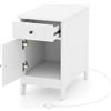 LIFEZEAL Tavolino Laterale con Multipresa, USB, Tavolino da Salotto, Comodino, 1 Cassetto, Piano Apribile, Tavolino da Divano Portaoggetti, Soggiorno, Camera da Letto, Max 75kg, 60x35x60 cm, Bianco