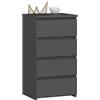 AKORD | Cassettiera a 4 Cassetti | Credenza Alta | Moderna Mobiletto per Soggiorno Sala da Pranzo Camera da Letto Corridoio Bagno | Armadio Cameretta | 35x40x74 cm | Grigio Grafite