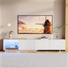 JYNVO Mobile TV con illuminazione a LED, con 3 cassetti, passacavi, lunghezza da 163 cm a 240 cm, per TV fino a 65 pollici, mobile TV per soggiorno, bianco (bianco)