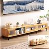 Generic Bamboo Entertainment Center - Console TV con ante scorrevoli per TV fino a 70 pollici, supporto telescopico per soggiorno
