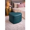 GX GARGIX Pouf Contenitore Multifunzionale in Tessuto o Ecopelle - Seduta Imbottita con Spazio Portaoggetti, Design Moderno per Camera da Letto e Soggiorno (ECOPELLE/PETROLIO)