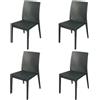 HOUSE COLLECTION, SEDIE SELENE SENZA BRACCIOLI, IN POLIPROPILENE, LINEA RATTAN, ANTRACITE (ARE055x4)