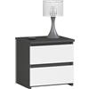 3E 3xE living.com Comodino con 2 cassetti (L: x A:): 40 x 40 x 35 cm, colore: grigio grafite e bianco