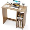 COSTWAY Scrivania per Computer in Legno con 2 Ripiani per Ambienti Piccoli, Scrivania Moderna e Salvaspazio da Casa e Ufficio, 80 x 40 x 74 cm (Naturale)