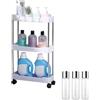 Kbnuetyg Carrello portaoggetti con ripiani a rullo, organizer per pannolini, multiuso, mobile per camera da letto, cucina, bagno, lavanderia, soluzione salvaspazio per acqua minerale, gel doccia, accessori per